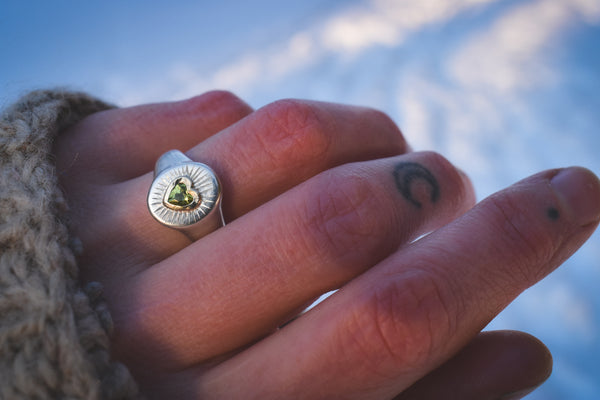 Awakened Heart Signet - Arizona Peridot - Size 5