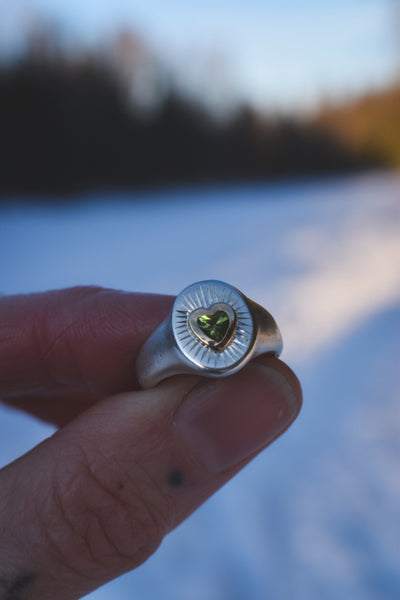 Awakened Heart Signet - Arizona Peridot - Size 5