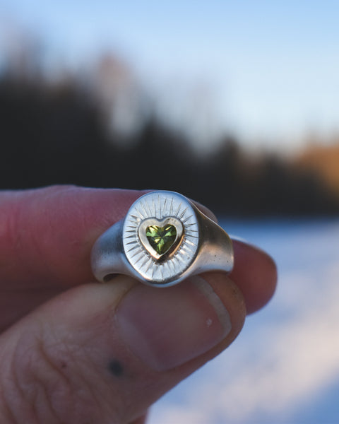 Awakened Heart Signet - Arizona Peridot - Size 5