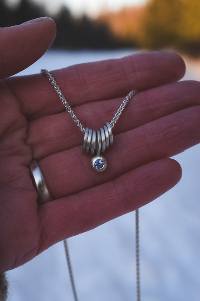 Ripple Necklace - Tanzanite on Wheat Chain