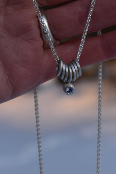 Ripple Necklace - Tanzanite on Wheat Chain