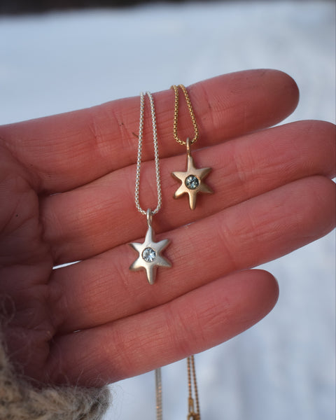 Folk Star Necklace - Silver - Montana Sapphire