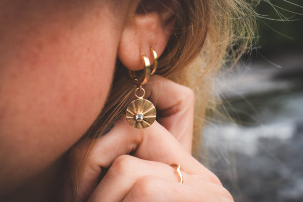 Solar Power Huggies - 14k Gold & Montana Sapphires - Pre-Order