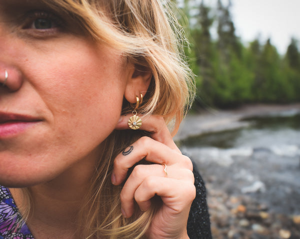 Solar Power Huggies - 14k Gold & Montana Sapphires - Pre-Order