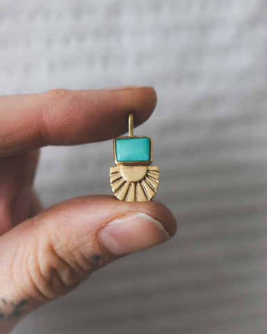 Sundown Charm - Kingman Turquoise & 14k Gold