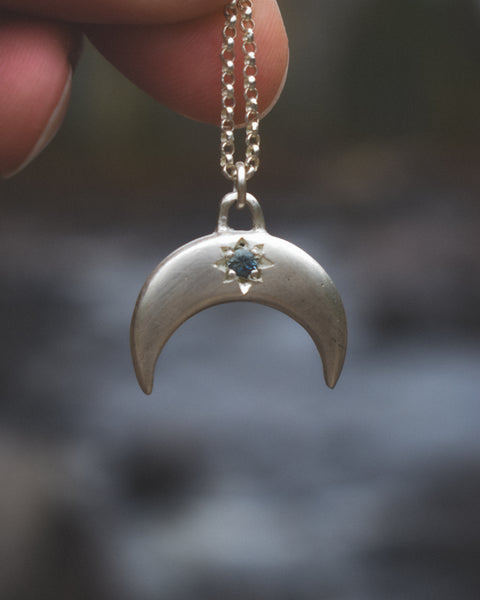 Lunula Necklace - Montana Sapphire