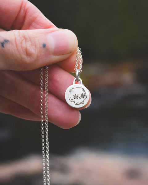 Skully Necklace - Light Green Montana Sapphires