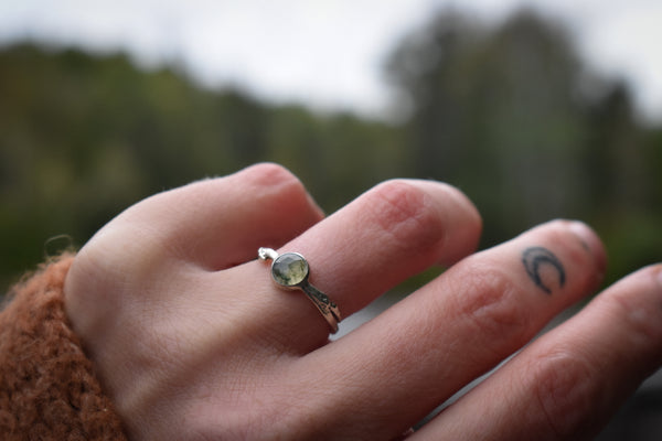 Aspen Twig Ring - Moss Agate