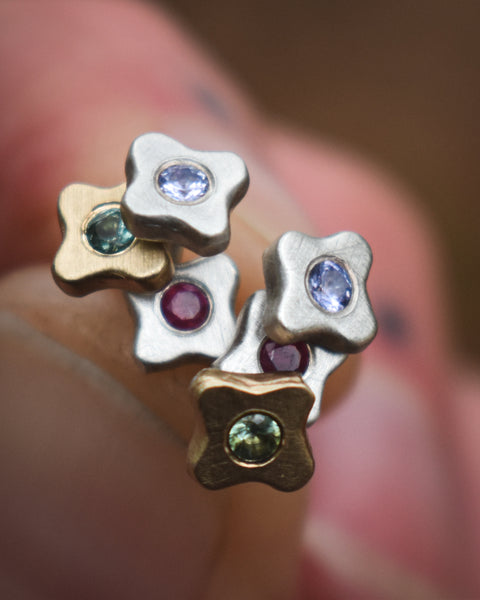 Tiny Bloom Posts - Sterling + Pomme Ruby