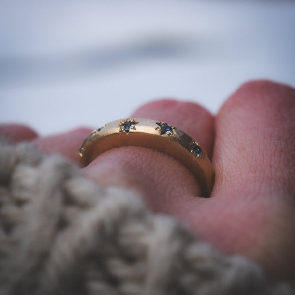 Star Studded Orb - Sapphires & Solid 14k Gold