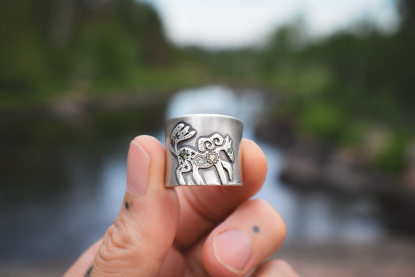 Fire Horse Ring - Green Sapphires - Size 7.5