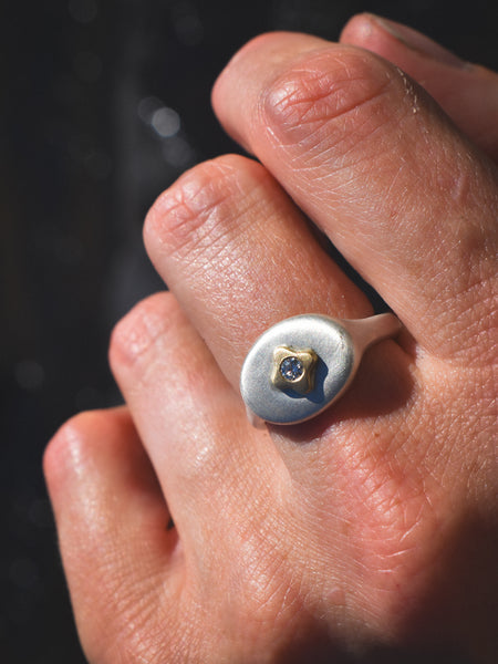 Quatrefoil Signet - Mixed Metals & Canadian Diamonds - Made to Order