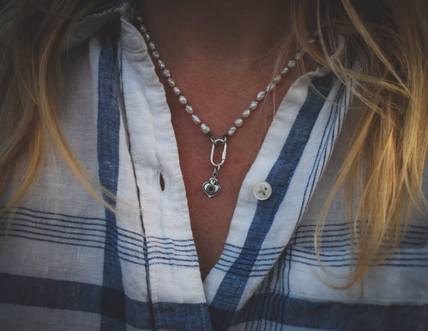 Heart Root Necklace - Idaho Garnet & Pearl