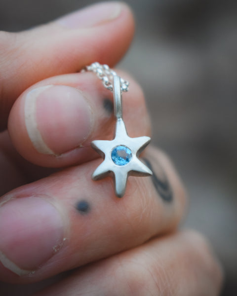 Folk Star Necklace - Sterling & Topaz