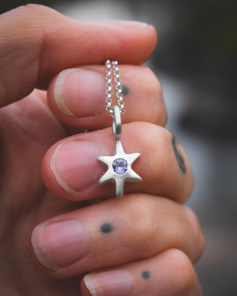 Folk Star Necklace - Sterling & Tanzanite