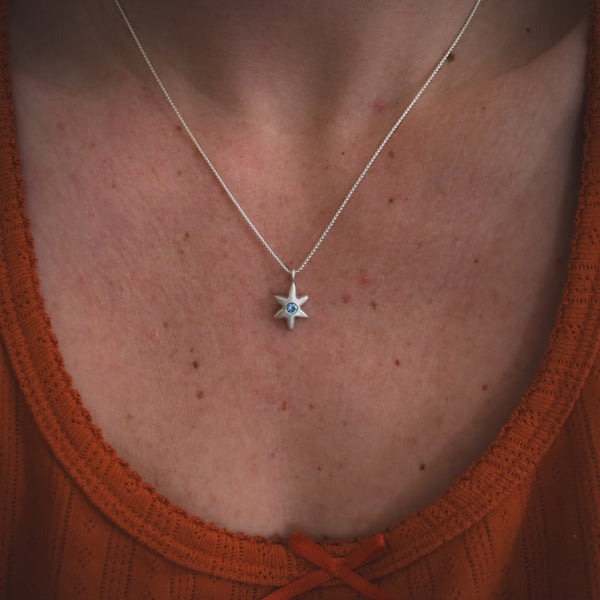 Folk Star Necklace - Silver - Montana Sapphire