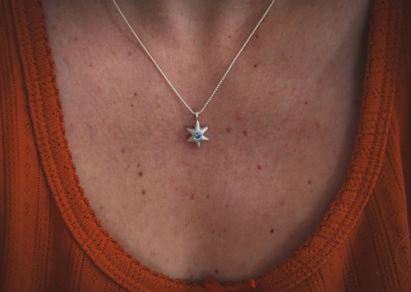 Folk Star Necklace - Silver - Montana Sapphire
