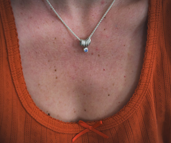 Ripple Necklace - Tanzanite on Wheat Chain